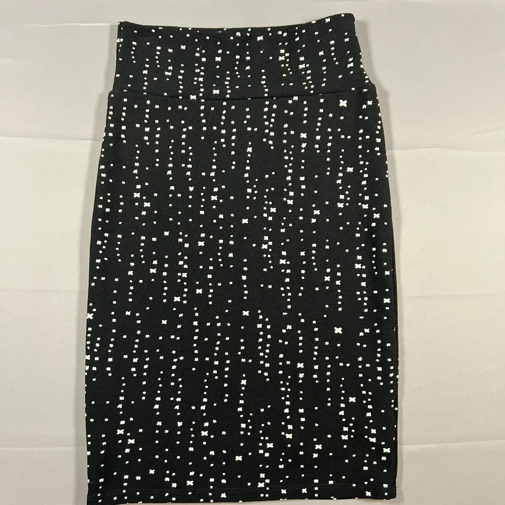 Lularoe Cassie Pencil Skirt Womens XS Black White Geometric Print Office Wear